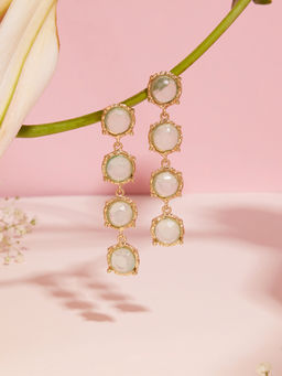 Zaveri Pearls - Mint Green Stones Embellished Contemporary Drop Earrings