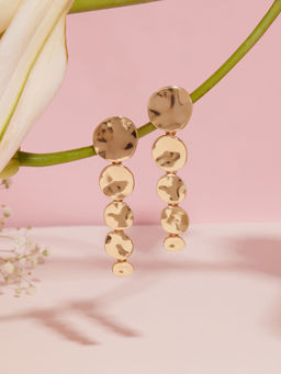 Zaveri Pearls - Gold Tone Classy Soft Hammered Contemporary Drop Earrings