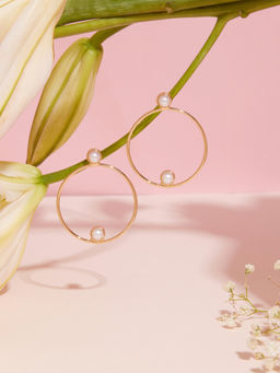 Zaveri Pearls - Gold Tone Pearls Contemporary Circular Drop Earrings