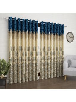 Story@Home - Blue & Ivory Ethnic 4 Pc Door Curtain 7 Feet (Pack of 4)