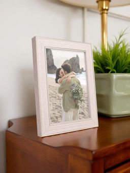 Golden Peacock - Light Wood Textured 5X7 Inch Premium Photo Frame