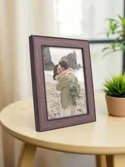 Golden Peacock - Walnut Brown Textured 5X7 Inch Table Photo Frame