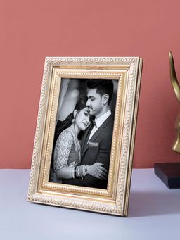 Golden Peacock - Heritage Carved Frame 4 X 6 Inch Table Photo Frame