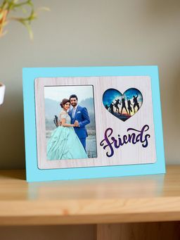 Golden Peacock - Friends Forever Blue Wooden Table Photo Frame (5X7 Inch)