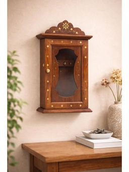 Golden Peacock - Brown Solid Wooden Wall Mounted Key Holder