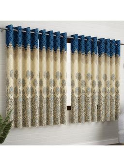 Story@Home - Blue & Ivory Ethnic 4 Pc Window Curtain 5 Feet (Pack of 4)