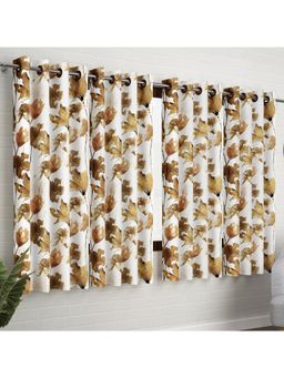 Story@Home - Off White & Brown Floral 4 Pc Window Curtain 5 Feet (Pack of 4)