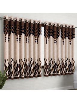 Story@Home - Brown & Beige Abstract 4 Pc Window Curtain 5 Feet (Pack of 4)