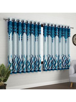 Story@Home - Sky Blue & Blue Abstract 4 Pc Window Curtain 5 Feet (Pack of 4)