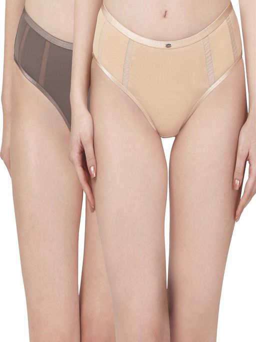 SOIE Women's High Waist Full Coverage Brief Multi-Color (Pack of 2)