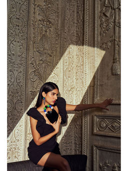 Oceana Clutches - Black Resin Beaded Minaudiere Bag