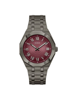Guess - Men Maroon Round Stainless Steel Dial Analog Watch- Gw0575G5