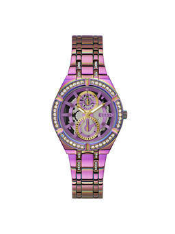 Guess - Women Purple Round Stainless Steel Dial Analog Watch- Gw0604L4