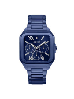 Guess - Men Blue Square Stainless Steel Dial Analog Watch- Gw0631G3