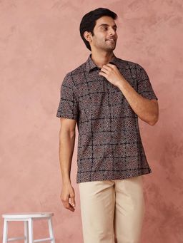 Fabindia - Men Cotton Printed Straight Fit Brown Shirt
