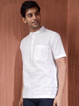 Fabindia - Men Cotton Floral Comfortable Fit White Shirt