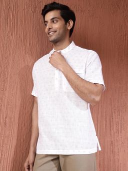 Fabindia - Men Cotton Printed Comfortable Fit White Shirt