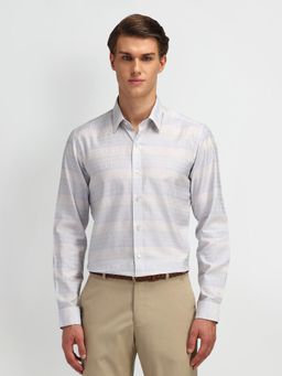 Arrow Newyork - Men Cotton Stripes Slim Fit Grey Shirt