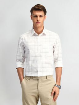 Arrow - Men Cotton Checks Slim Fit White Shirt