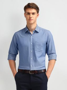 Arrow - Men Cotton Textured Slim Fit Blue Shirt