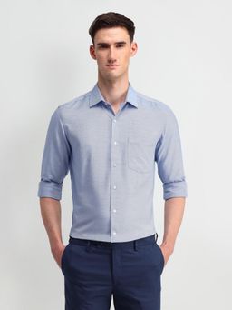 Arrow - Men Cotton Textured Regular Fit Blue Shirt