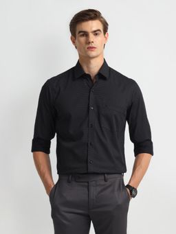 Arrow - Men Cotton Geometric Slim Fit Black Shirt