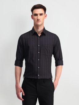 Arrow - Men Cotton Checks Regular Fit Black Shirt