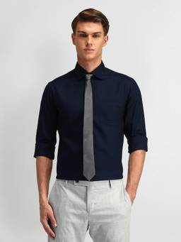 Arrow - Men Cotton Solid Slim Fit Blue Shirt