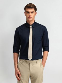 Arrow - Men Cotton Solid Slim Fit Blue Shirt