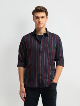 Arrow Sports - Men Cotton Stripes Slim Fit Blue Shirt