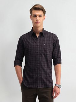 Arrow Sports - Men Cotton Checks Slim Fit Purple Shirt