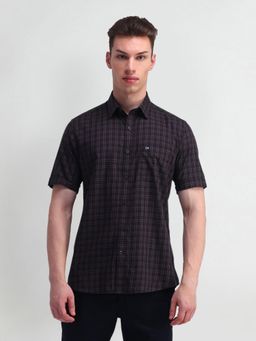 Arrow Sports - Men Cotton Checks Regular Fit Purple Shirt