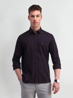 Arrow Sports - Men Cotton Checks Tailored Fit Purple Shirt