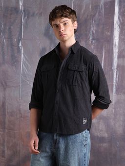 Hubberholme - Men Relax Fit Textured Opaque Double Pocket Casual Shirt