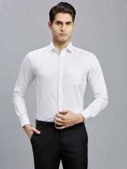 Reid & Taylor - Men Cotton Solid Regular Fit White Shirt