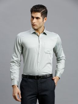 Reid & Taylor - Men Cotton Solid Regular Fit Green Shirt