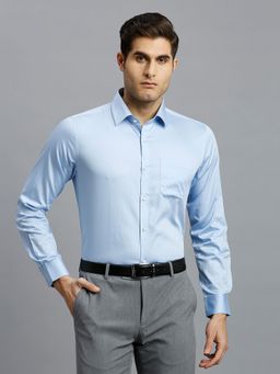 Reid & Taylor - Men Cotton Solid Regular Fit Blue Shirt