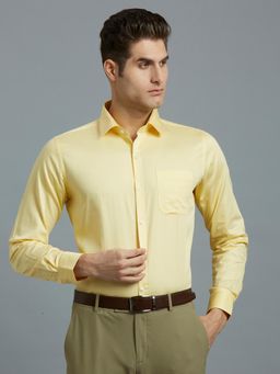 Reid & Taylor - Men Cotton Solid Regular Fit Yellow Shirt