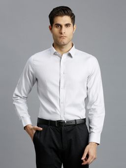 Reid & Taylor - Men Cotton Textured Slim Fit Grey Shirt