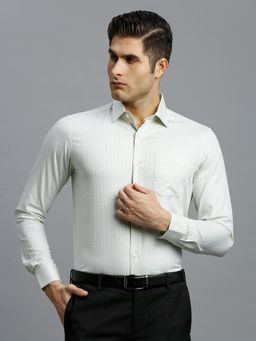 Reid & Taylor - Men Cotton Printed Regular Fit Green Shirt