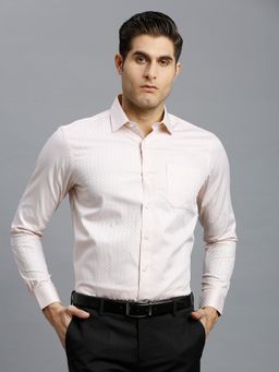 Reid & Taylor - Men Cotton Printed Regular Fit Peach Shirt