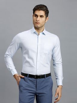 Reid & Taylor - Men Cotton Stripes Regular Fit White Shirt