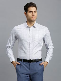 Reid & Taylor - Men Cotton Checks Slim Fit White Shirt