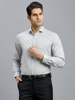 Reid & Taylor - Men Cotton Checks Slim Fit Grey Shirt