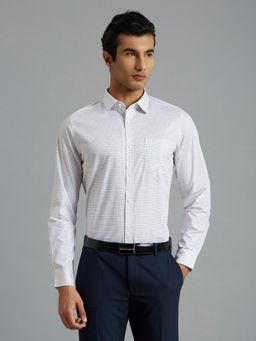 Reid & Taylor - Men Cotton Checks Slim Fit White Shirt