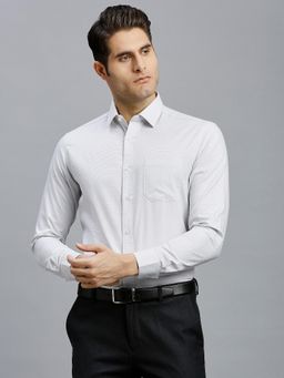 Reid & Taylor - Men Cotton Stripes Regular Fit White Shirt