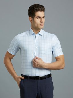 Reid & Taylor - Men Cotton Checks Regular Fit White Shirt