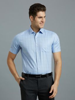 Reid & Taylor - Men Cotton Checks Regular Fit White Shirt
