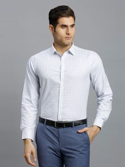 Reid & Taylor - Men Cotton Checks Slim Fit White Shirt
