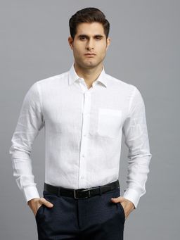 Reid & Taylor - Men Linen Textured Regular Fit White Shirt